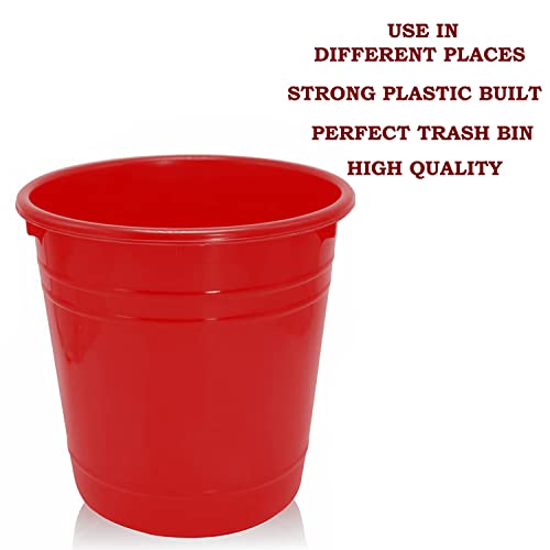Image of Kuber Industries Plastic Dustbin|Portable Garbage Basket & Round Trash Can for Home,Kitchen,Office,College,5 Ltr.(Red)