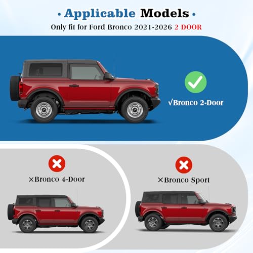 Image of 1797 2PCS Front Door Handle Storage Box fit for Ford Bronco 2021 2022 2023 2024 2025 2026 Accessories Car Pocket Organizer with Anti-Slip Black ABS Plastic (Not for Sport)