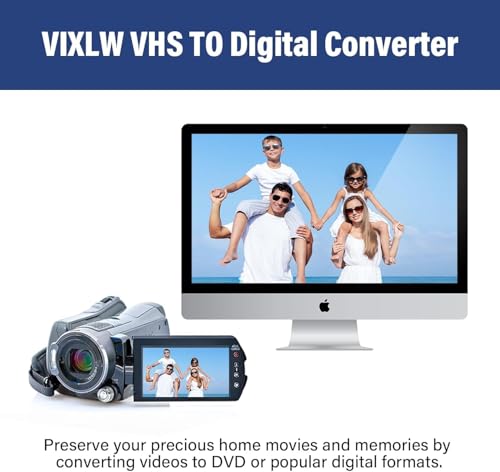 Image of VHS TO Digital Converter, USB Video Capture Card, Video Capture Device, RCA TO USB Converter,Convert VHS VCR Hi8 Mini DV to Digital /DVD,For Tape Player Camcorder Camera PC TV,Windows Mac OS Compatible