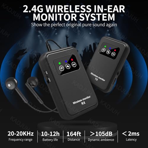 Kadjuh Stereo Wireless In-Ear Monitor System 2.4G Wireless Iem System Stage Monitor With Transmitter Beltpack Receiver Automatic Pairing thumb #1