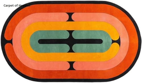 Image of Irregular Shape Handmade Woolen Carpet Multi Colour Size 8x11 feet