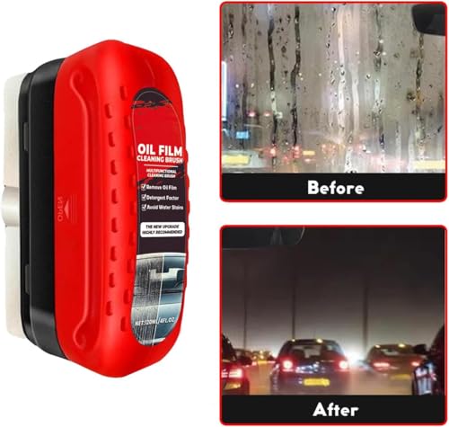 Image of Plastic Oil Film Cleaning Brush,Glass Cleaning Tool with Hydrophobic Coating for Windshield,Improves Clarity and Visibility,Ideal for Removing Oil Film,Dirt,and Grime,15 cm,Multicolor