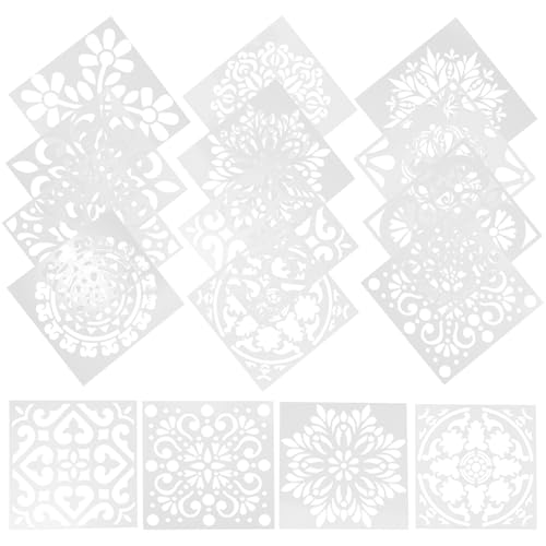 TEMPNAP 16 Plantillas de Pintura de Mandalas Plástico Blanco Buen Acabado y Diseño Seguro para Manualidades y Dibujo Creativo
