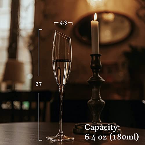 GOCART WITH G LOGO Thin Stem Classic Champagne Flutes Glass (Champange Flute Slanted (Pack of 2)) - Image 2