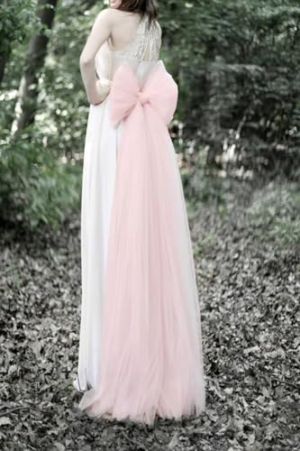 Mauuwy Quinceanera Dresses Removable Bow Wedding Dress Tulle Elegant Accessories Separate Double Knot Belt for Bride YBOW024