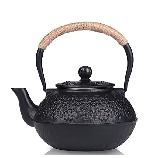 Cast Iron Teapot, Sotya Tetsubin Japanese Tea Kettle (900ml, Black)