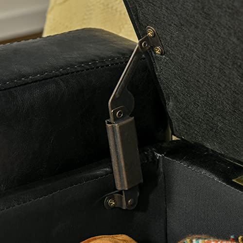 HOMCOM Ottoman Storage Chest Faux Leather Stool Bench Seat Bedding Blanket Box Home Furniture (Black)