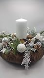  Weihnachtsgesteck Weihnachtskranz Seidenblumengesteck Adventskranz Kerze Blüten