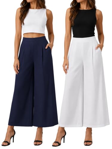 Image of GRECIILOOKS Linen Ankle Length Casual Trousers for Women | Regular Fit Linen Pants with Elastic Closure | Summer Loose Fit Daily Outfit Pants for Women