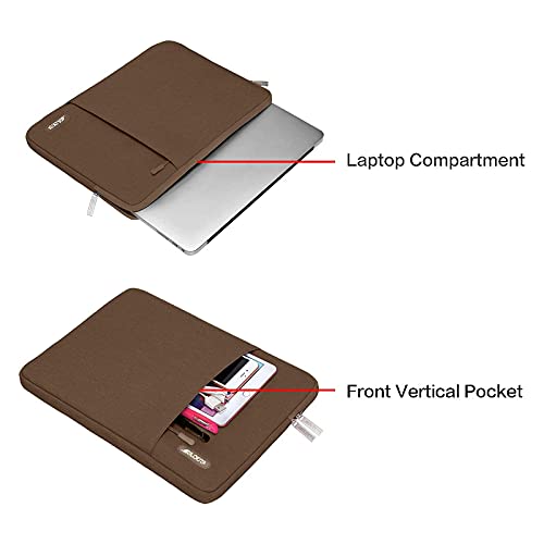 Image of MOSISO Laptop Case 13.3 inch, 13-13.3 inch Laptop Sleeve Compatible with MacBook Air /Pro 13 /Pro 14 M5 M4 M3 M2 M1, HP Dell ASUS Lenovo,Polyester Vertical Computer Sleeve Bag with Pocket, Light Brown