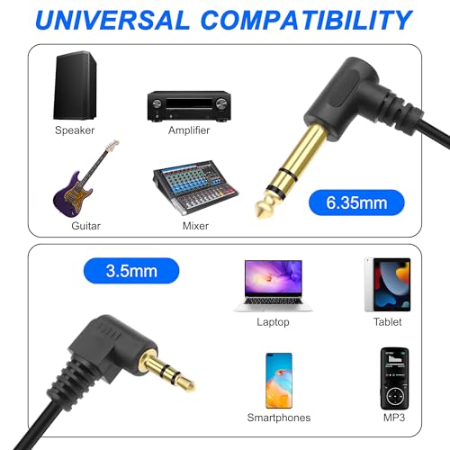 Cable de audio estéreo 3.5mm a 6.35mm, 1.8 m, 2 piezas miniatura 6