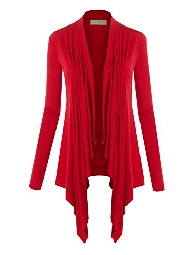 Image of Lock and Love Women's Draped Front Open Asymmetrical Cardigan - Casual Long Sleeve Lightweight Duster