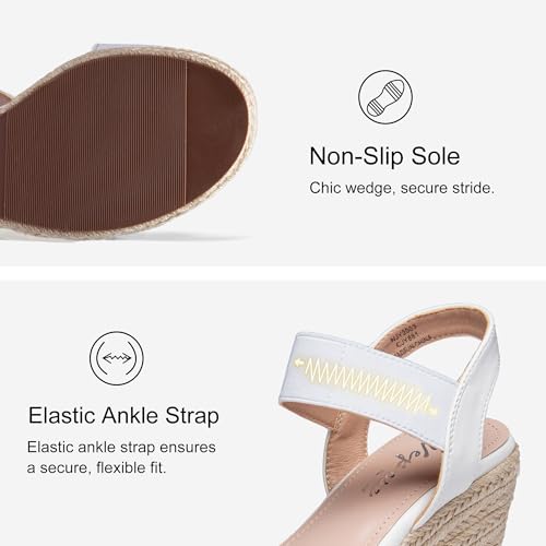 Image of Vepose Women's Open Toe Espadrille Wedge Sandals with Ankle Strap 881
