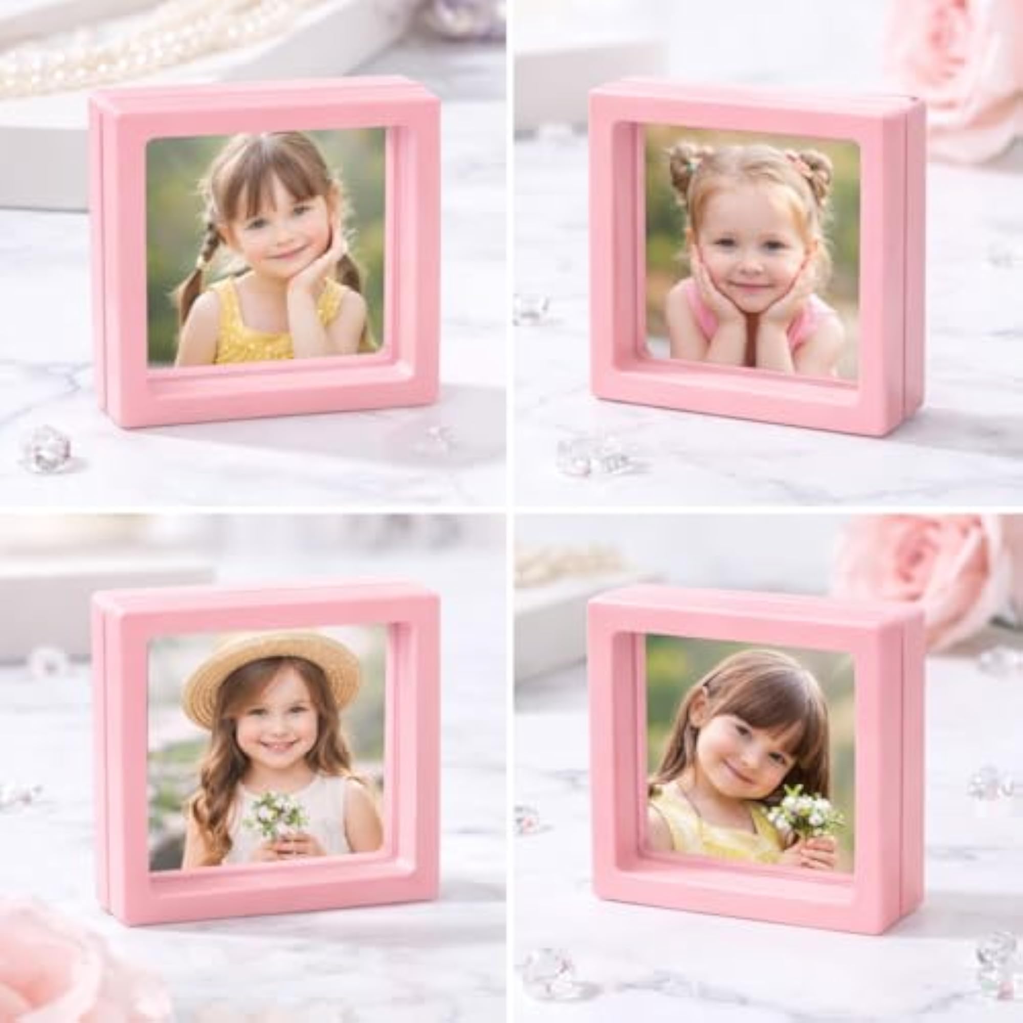 Set of 4 Floating Jewellery Storage Boxes in Premium Pink