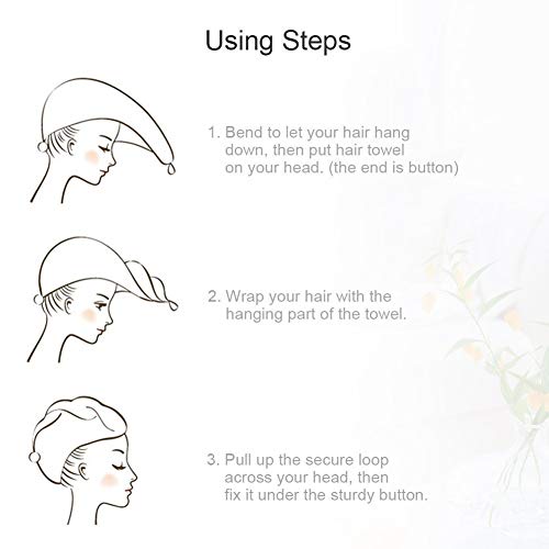 Savefavor 1 Pack Microfiber Hair Turban Wrap Ultra Absorbent & Quick Magic Hair Dry Hat With Button,Anti Frizz Bath Shower Head Towel Cap,Pink #TOP2