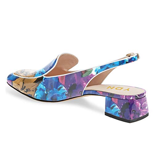Image of YDN Women Closed Square Toe Block Low Heels Slingback Formal Loafer Dressy Shoes Office Lady Pump Size 4-15 US