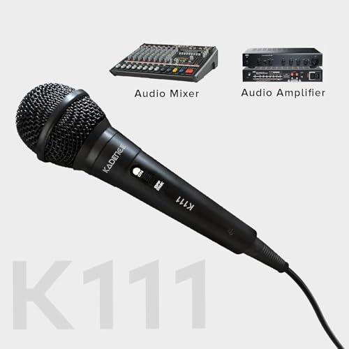 Image of Kadence K111-V2 Home Series Wired Mic | 10ft Cable with 6.35mm Jack | Dynamic Cardioid Pickup | On /Off Switch | for Karaoke, Singing, Speech & Stage Performances | Black
