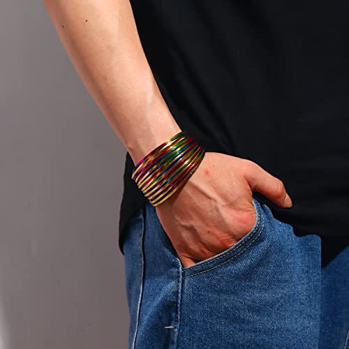 Dimishin Leather Wrap Bracelet For Women Cuff Bangle Bracelet Multi-Strand Braided Colorful Rainbow Leather Wrist Bracelet #TOP2