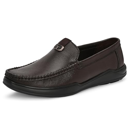 Image of Blue Leather by Centrino Genuine Leather Men's Loafer Shoes | Slip-On with Cushioned Insole | Stylish Round Toe Moccasin for Office, Formal Wear, Business Meeting, Wedding, Party & Everyday Use(4092)