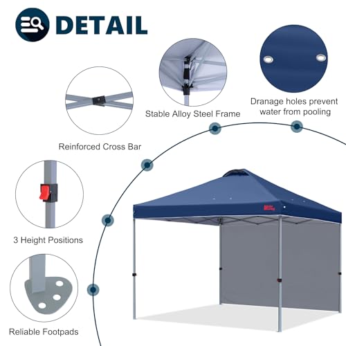 Image of MASTERCANOPY 10x10 Durable Pop Up Canopy Tent with 1 Sidewall, Navy Blue