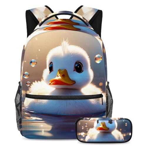 Sac à dos tendance 2 pièces canard sous l'eau pour les cours et les sorties quotidiennes
