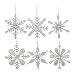 Set of 6 Handmade Snowflake Iron and Glass Pendant Christmas Ornaments, 6 Inches