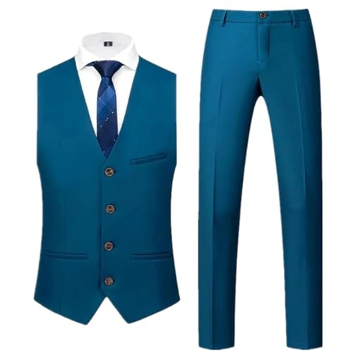 Men's Sleeveless Vest Set - Rose Gray Waistcoat | Purple Trousers China Size