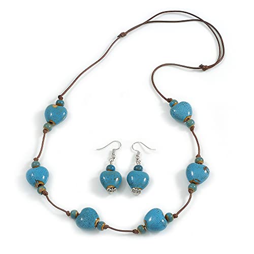 Collar de cerámica azul polvoriento de 48 cm con irregularidades naturales