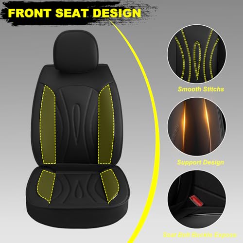 Image of Car Seat Covers for Toyota Venza 2009-2020 Full Set Faux Leather | Waterproof Breathable Scratch Resistant 360 Wrap Airbag Compatible Easy Clean(5 Seats,Black)