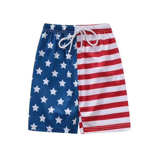 Image of 4th Of July Boys American Flag Button Up Baseball Jersey Shirt Shorts Set for 2-14 Years Kids Independence Day Outfit