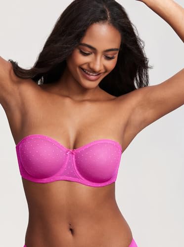 Image of DOBREVA Women's Mesh Strapless Bra Sheer Unlined See Through Underwire Bras Plus Size