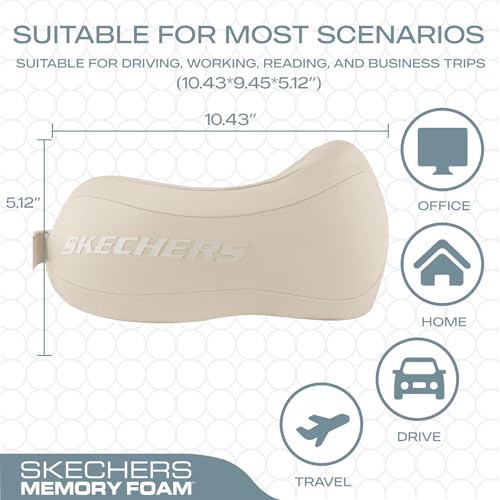 Image of Skechers Neck Pillow for Traveling,Memory Foam Travel Neck Pillow for Airplane Travel Pillow for Flight Headrest Sleep, Portable Plane Accessories,Beige