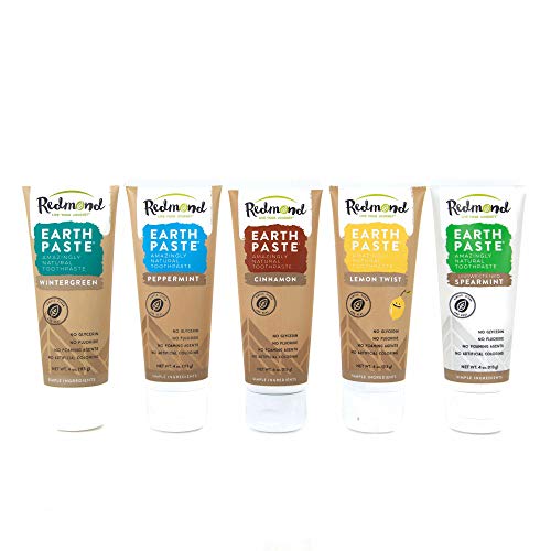 REDMOND - Earthpaste All Natural Non-Fluoride Vegan Non GMO Real Ingredients Toothpaste, Wintergreen, 4 Ounce Tube (Variety Pack (Spearmint, Lemon, Wintergreen, CIN))