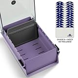 Indeks akrimet rozmiar wizytówki uchwyt na dokumenty organizer metalowa podstawa wytrzymała (karty indeksowe AZ szerokość 95 mm x 68 mm wysokość i przegroda w zestawie) (kolor fioletowy z przezroczystą przezroczystą plastikową pokrywą)