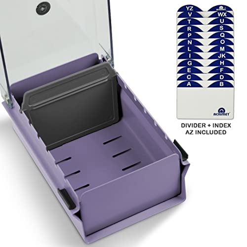 Fichário Porta Cartão de Visita com Índice (Índice AZ Incluso), Acrimet, (Base de Metal Cor Lilás co