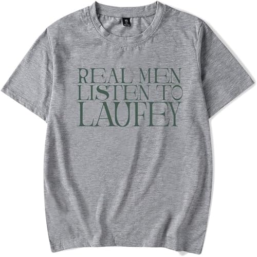 Voulkco Real Men Listen To Laufey T Shirts Female Male Oversized Clothes Fashion Woman Cotton Tees Tops Short Sleeve-Grey||XS Voulkco Real Men Listen To Laufey T Shirts Female Male Oversized Clothes Fashion Woman Cotton Tees Tops Short Sleeve-Grey||XS