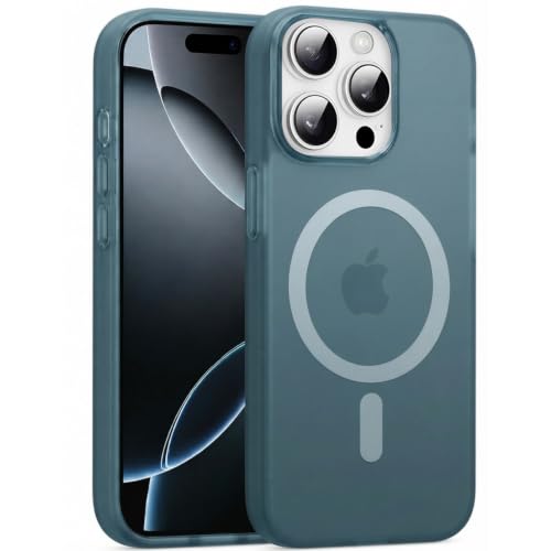 Image of DIZORO Matte Case for iPhone 15 Pro Max Compatible with MagSafe, Camera Lens Full Protection, Shockproof Translucent Frosted TPU Soft Phone Cover, Anti-Fingerprint (Navy