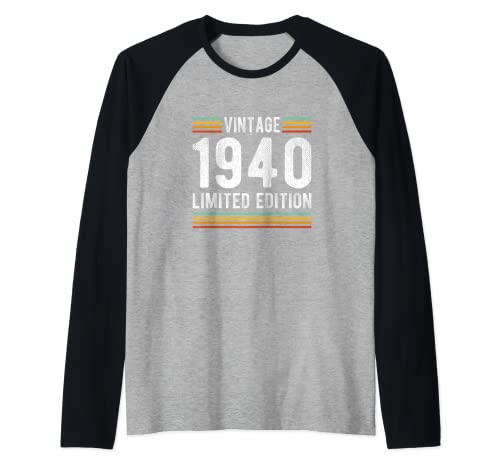 Vintage 1940 Edición Limitada 82 Años Cumpleaños 82 Camiseta Manga Raglan
