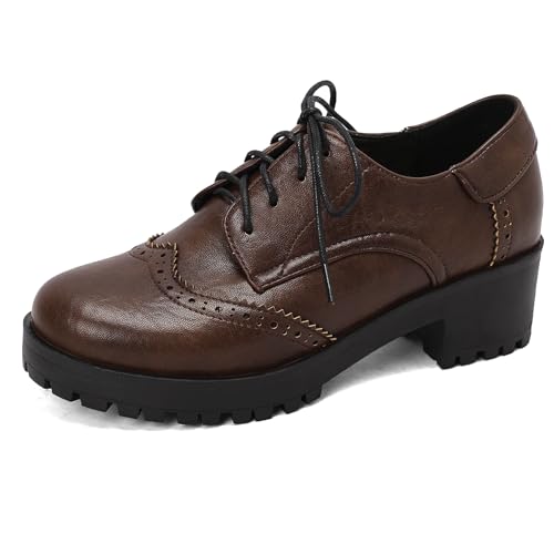 Derby Oxford femme Gicoiz : richelieu plateforme bout rond et escarpins brogue pumps