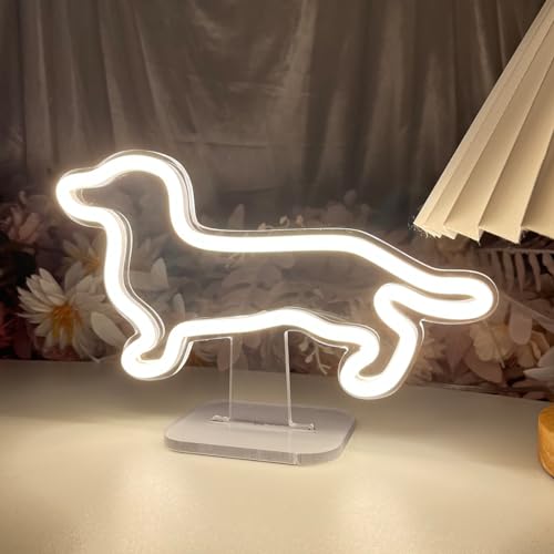 Image of Dog Table Number Neon Sign Desk Lamp Night Light Wedding Letter LED Neon Sign Wedding Table Decorations Neon Light Shop Bedroom Home Room Decor Christmas Party Warm White USB 25x16 CM