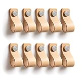 LA CHUECA POLO TIRADOR de Cuero para Mueble Armario PREMIUM (10 Pcs) - 100% Vacuno Genuino Argentino + Fácil montaje + Original (SMALL, Natural)