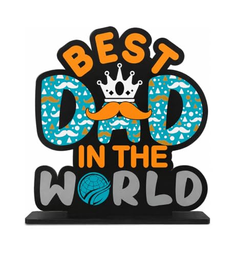 Giftplaese Best Dad in The World Wooden Tabletop Gift for Father ...