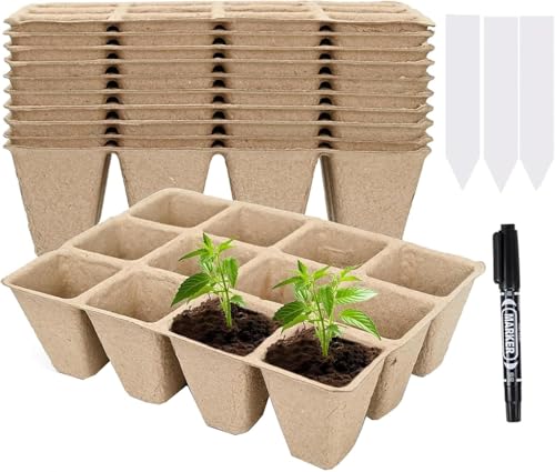 Atoke 120 Cells Seed Starter Tray,10 Packs Biodegradable Seedling Pots Germination Trays,Plant Starter Kit for Vegetable Flower Herb Seeds Garden Planting