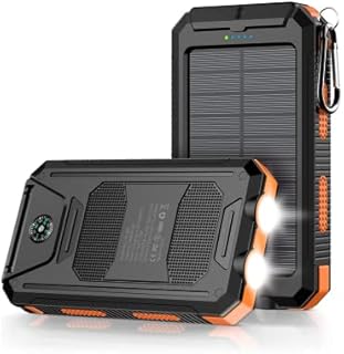 Power Bank,Solar Charger,36800mAh 5V3.1A 18W PD QC 3.0 Dual 2 USB Port Built-in Powerful Flashlight IPX7 Waterproof Dustproof Shockproof(Orange)