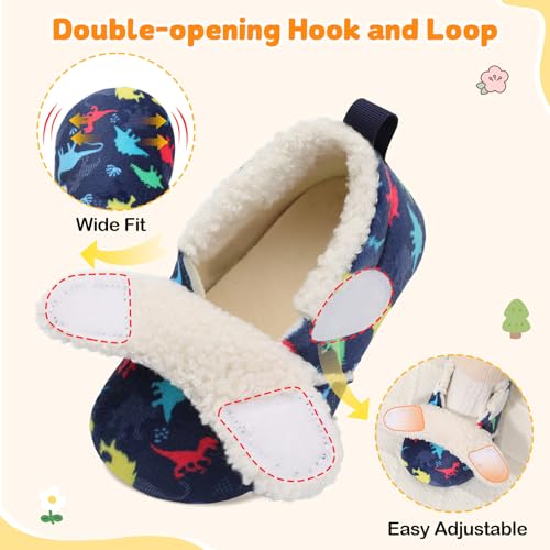 JOINFREE Toddler Slippers Boys Girls Adjustable House Shoes Barefoot Sock Shoes with Rubber Sole Baby Comfort Warm Indoor Outdoor Walking Shoe2