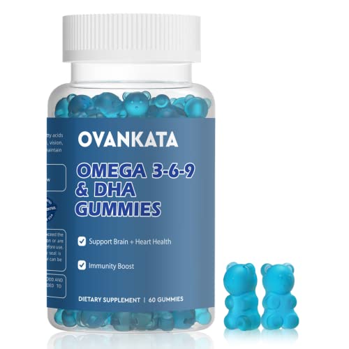 Ovankata Omega 3-6-9 Gummies With Dha 50Mg, Vitamin C, Immune Support, Brain & Heart Health, Delicious For Men & Women, Vegan, Non-Gmo, Gluten-Free, 60 Count #TOP22