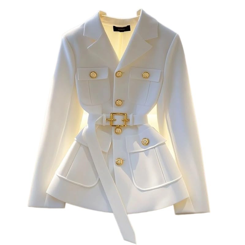 Blazer Donna,Blazer da Donna Elegante con Cintura, Capospalla Versatile, Giacca da Completo con Bottoni e Revers alla Moda