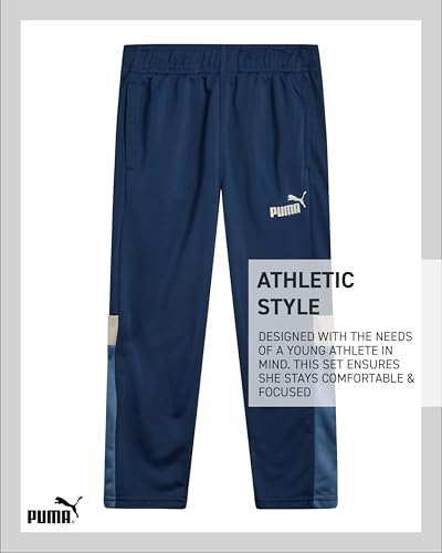 PUMA Conjunto de calças infantis para meninos – 2 peças, jaqueta de tricô, zíper e calça jogger, con