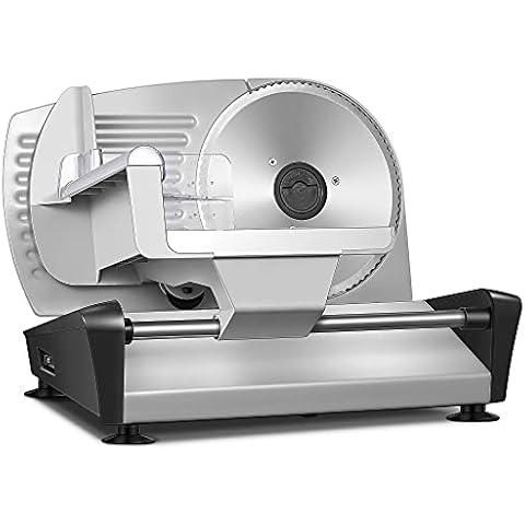 Brotschneidemaschine, Elektrischer Allesschneider mit 19cm Edelstahlklinge , 0-15mm Einstellbare Dicke Wurstschneidemaschine Schneidet Fleisch, Brot und Käse Cover