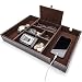 West End Warehouse Valet Tray for Men, EDC Tray, Nightstand Organizer, Table Organizer, Charging Station, Catch All, Dresser Tray, Dark Brown Faux Leather, 6 Compartments